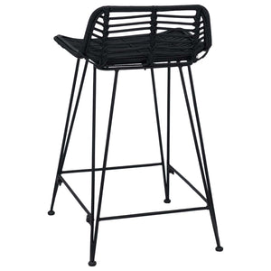Schwarze Barhocker 2er Set Rattan/Stahl