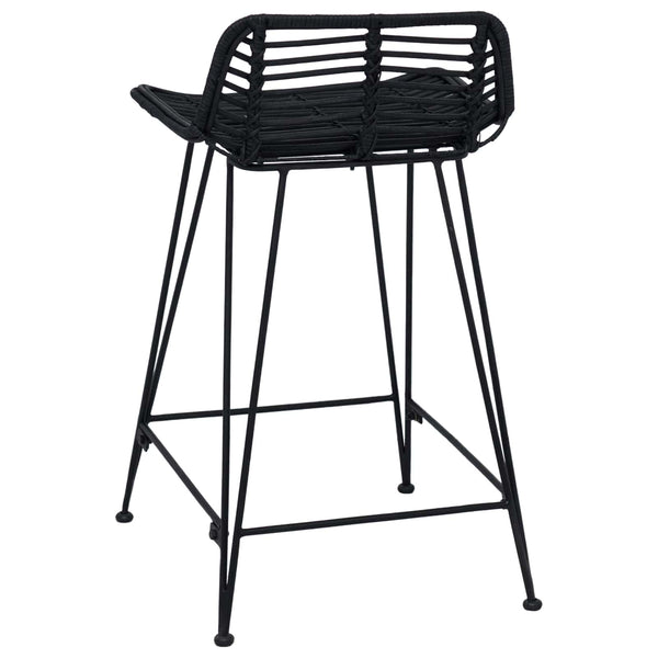 Schwarze Barhocker 2er Set Rattan/Stahl