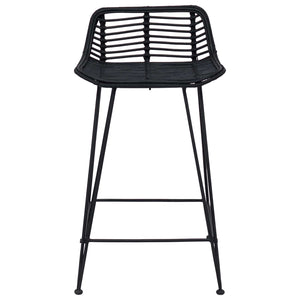 Schwarze Barhocker 2er Set Rattan/Stahl