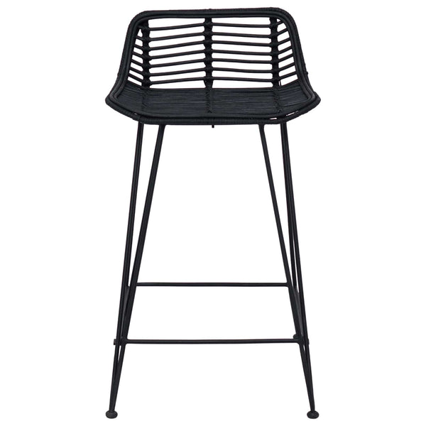 Schwarze Barhocker 2er Set Rattan/Stahl