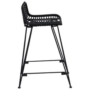 Schwarze Barhocker 2er Set Rattan/Stahl