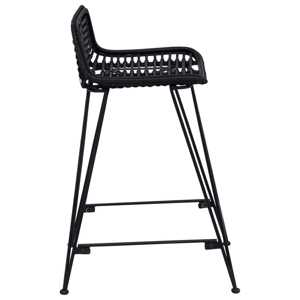Schwarze Barhocker 2er Set Rattan/Stahl