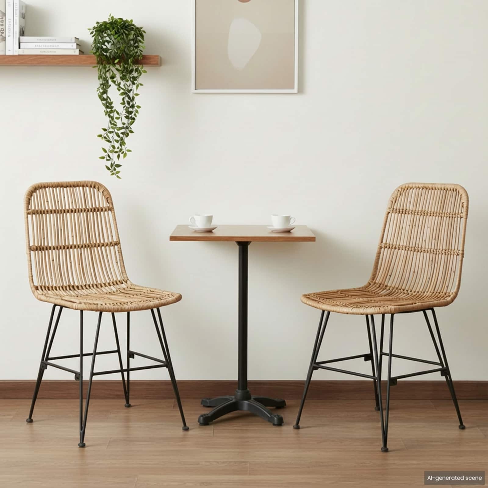 vidaXL Chaises de salle à manger 2 pcs Naturel 41 x 55 x 85 cm Rotin et Acier