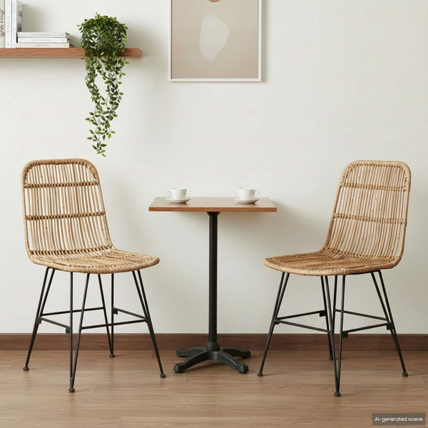vidaXL Chaises de salle à manger 2 pcs Naturel 41 x 55 x 85 cm Rotin et Acier