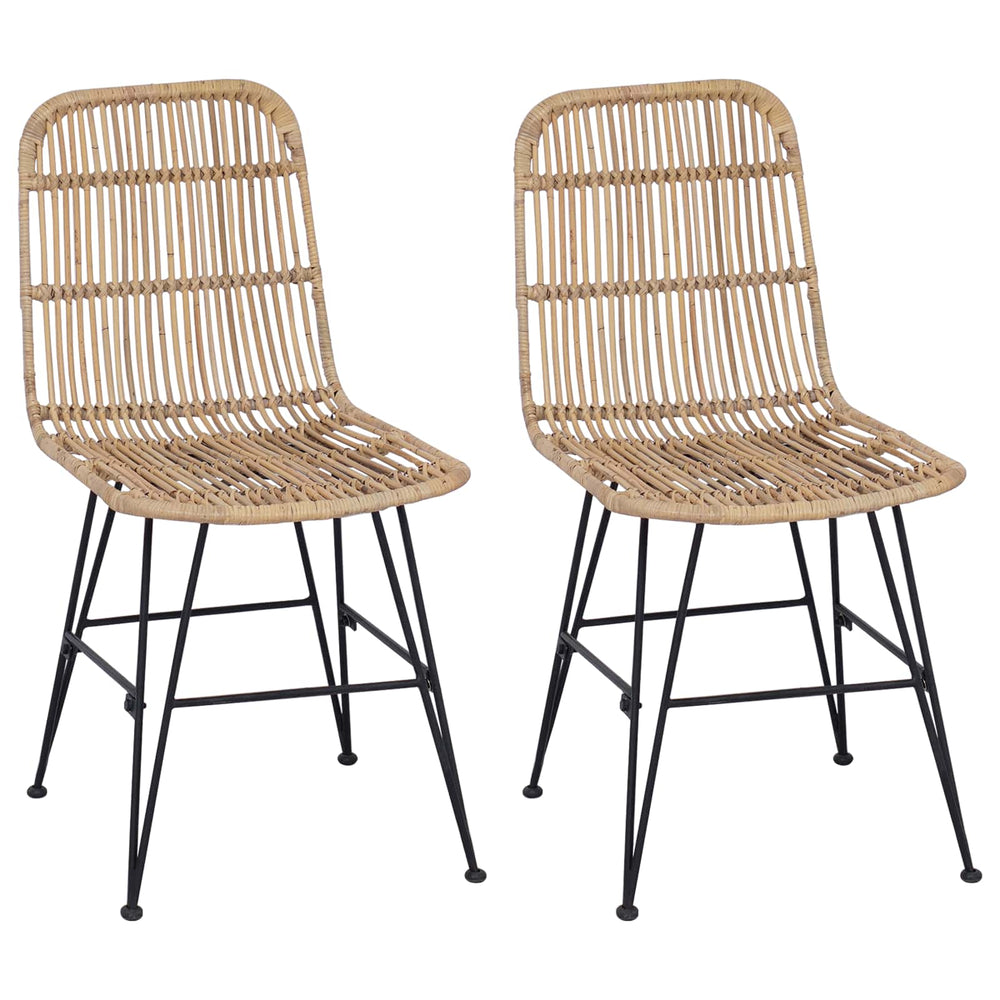 Esszimmerstühle 2er Set Rattan Natur