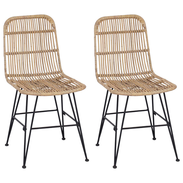 vidaXL Chaises de salle à manger 2 pcs Naturel 41 x 55 x 85 cm Rotin et Acier