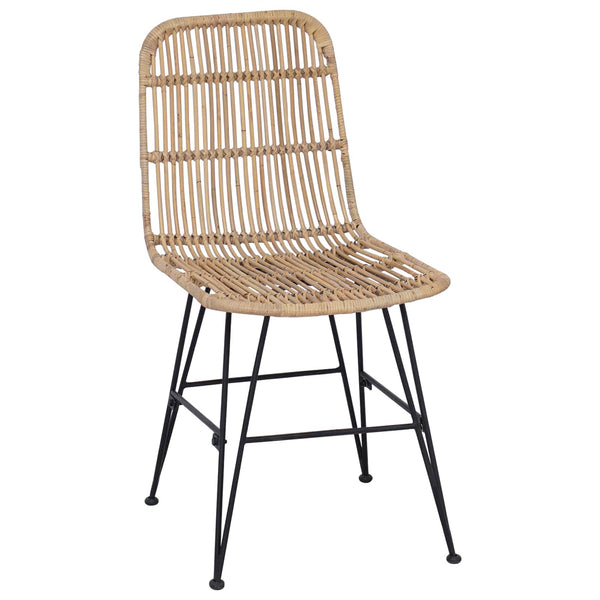 vidaXL Chaises de salle à manger 2 pcs Naturel 41 x 55 x 85 cm Rotin et Acier
