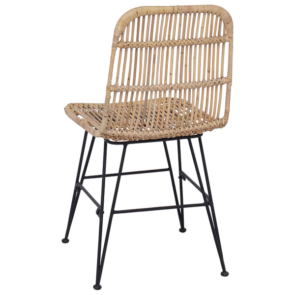 vidaXL Chaises de salle à manger 2 pcs Naturel 41 x 55 x 85 cm Rotin et Acier