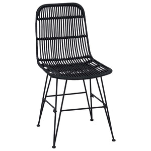 Esszimmerstühle 2er Set Schwarz Rattan Stahl