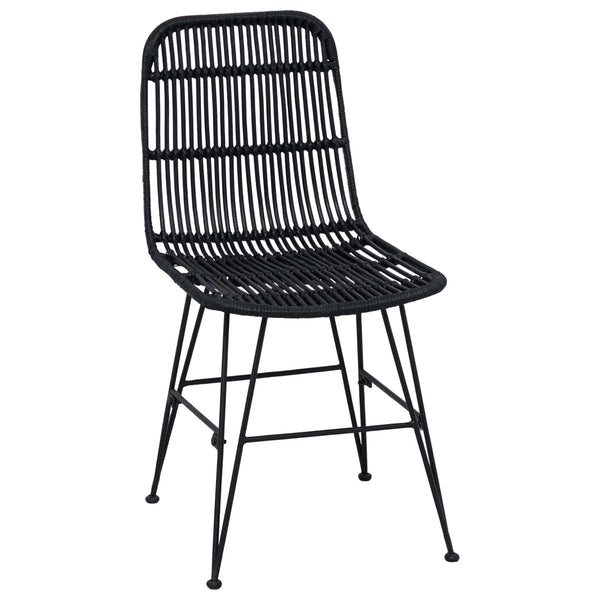 Esszimmerstühle 2er Set Schwarz Rattan Stahl