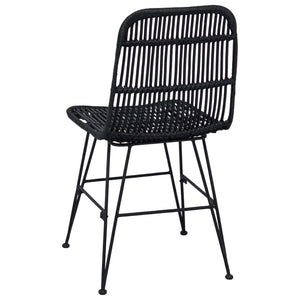 Esszimmerstühle 2er Set Schwarz Rattan Stahl