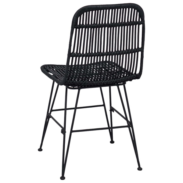 Esszimmerstühle 2er Set Schwarz Rattan Stahl