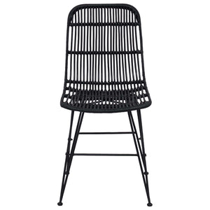 Esszimmerstühle 2er Set Schwarz Rattan Stahl