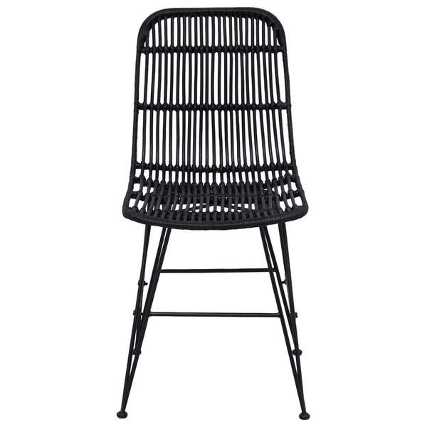 Esszimmerstühle 2er Set Schwarz Rattan Stahl