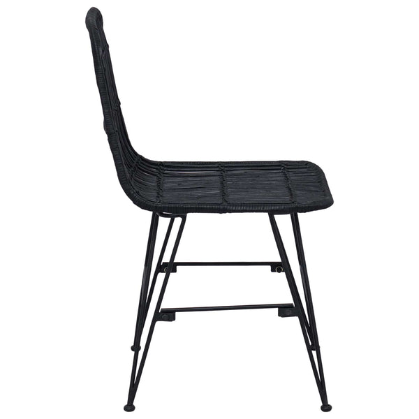 Esszimmerstühle 2er Set Schwarz Rattan Stahl