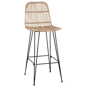 Barhocker 2er Set Natur Rattan Stahl