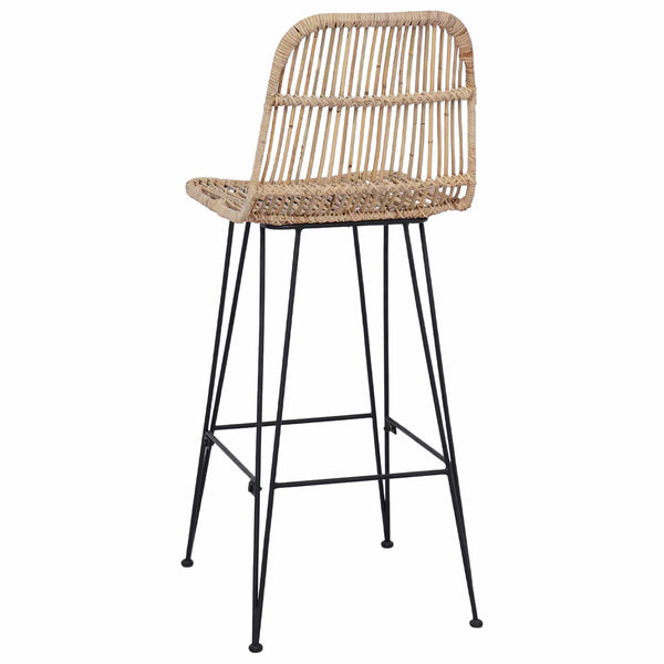 Barhocker 2er Set Natur Rattan Stahl