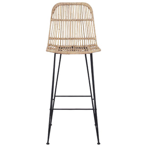 Barhocker 2er Set Natur Rattan Stahl