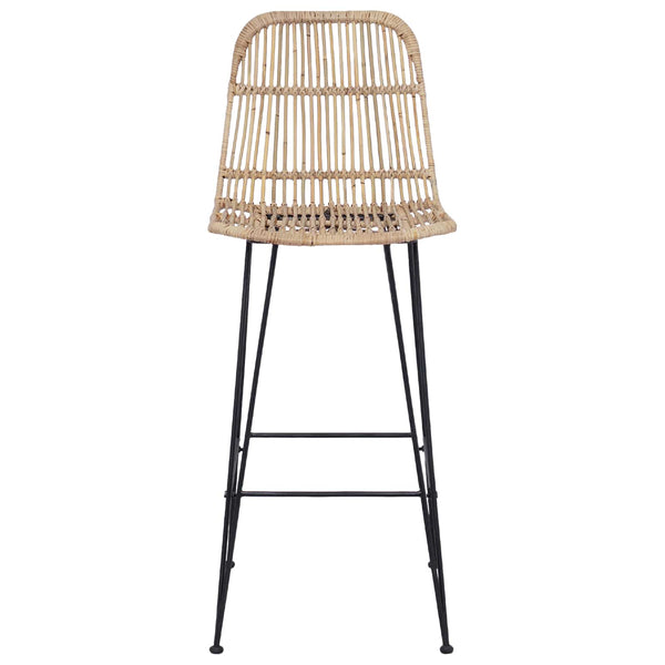 Barhocker 2er Set Natur Rattan Stahl