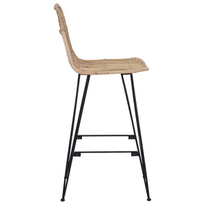 Barhocker 2er Set Natur Rattan Stahl