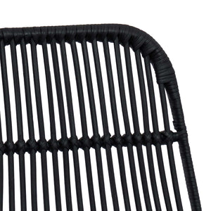 Barhocker 2er Set Schwarz Rattan Stahl