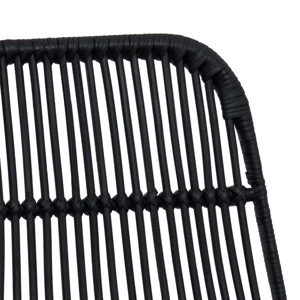 Barhocker 2er Set Schwarz Rattan Stahl