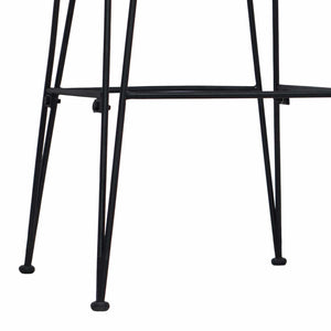 Barhocker 2er Set Schwarz Rattan Stahl