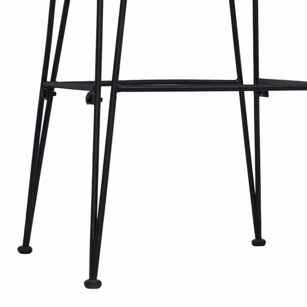 Barhocker 2er Set Schwarz Rattan Stahl