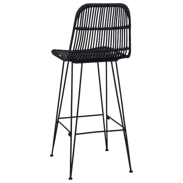 Barhocker 2er Set Schwarz Rattan Stahl