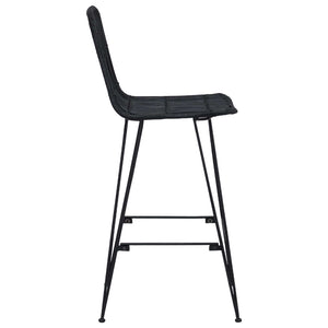 Barhocker 2er Set Schwarz Rattan Stahl