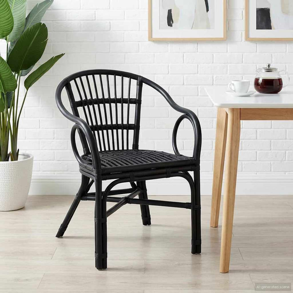Schwarzer Stapelstuhl Rattan