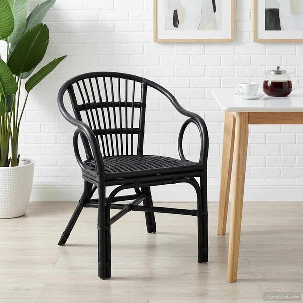 Schwarzer Stapelstuhl Rattan