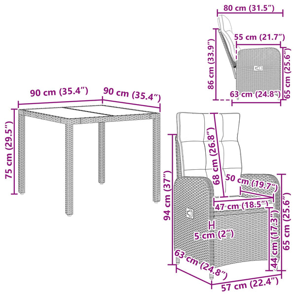 Gartenmöbel Set 5-teilig PE Rattan