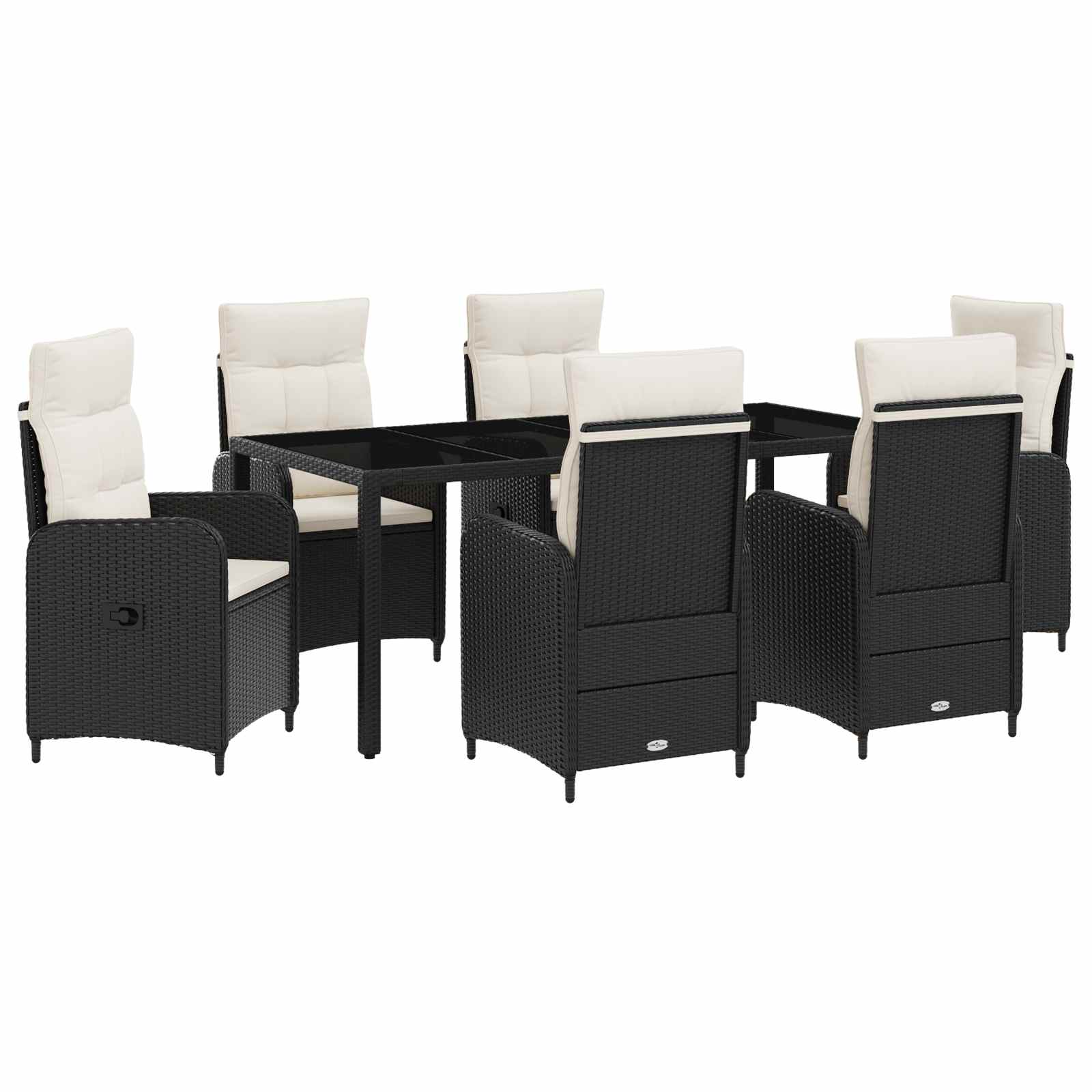Outdoor Esstisch Set, 7-teilig, PE-Rattan