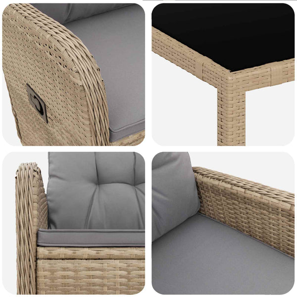 Outdoor Tisch Set mit Kissen, 5-teilig