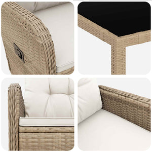 9-teiliges Outdoor-Esstisch-Set mit Kissen