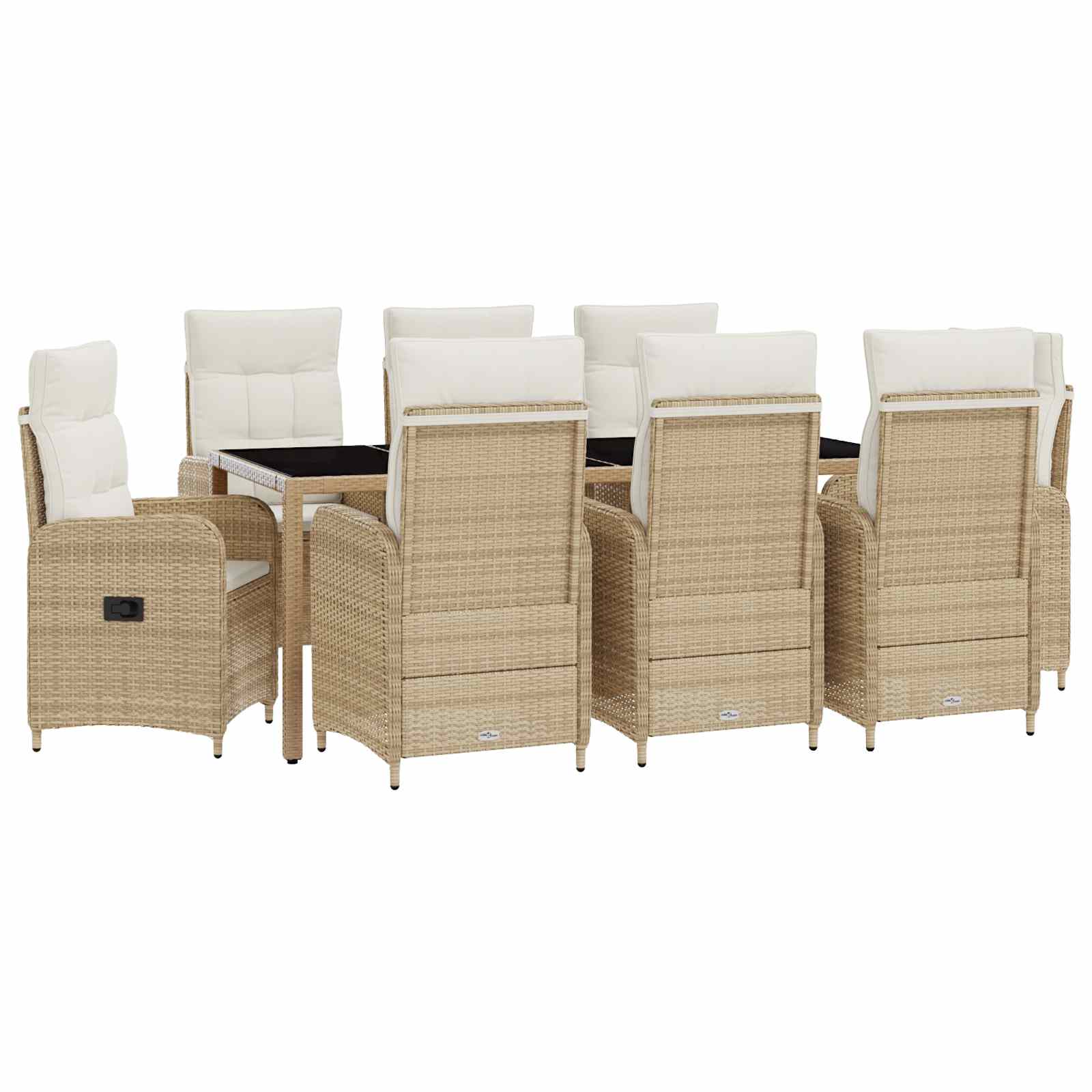 9-teiliges Outdoor-Esstisch-Set mit Kissen