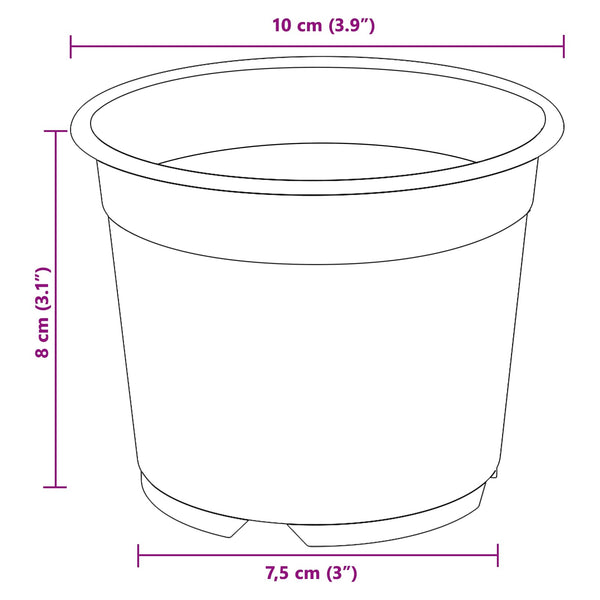 Runder Blumentopf Terrakotta Ø10cm, 100er-Pack