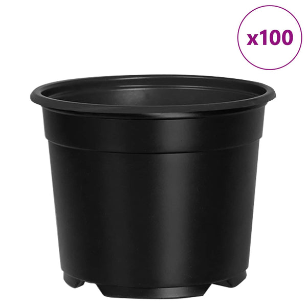 Runde Blumentöpfe Schwarz 10x8 cm, 100er-Set