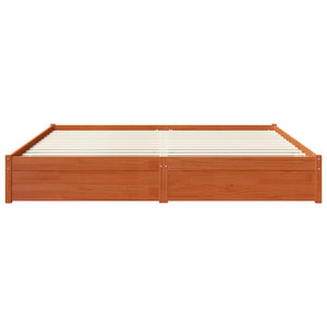 Bettrahmen 200x200 cm Kiefer Massivholz Wachsbraun