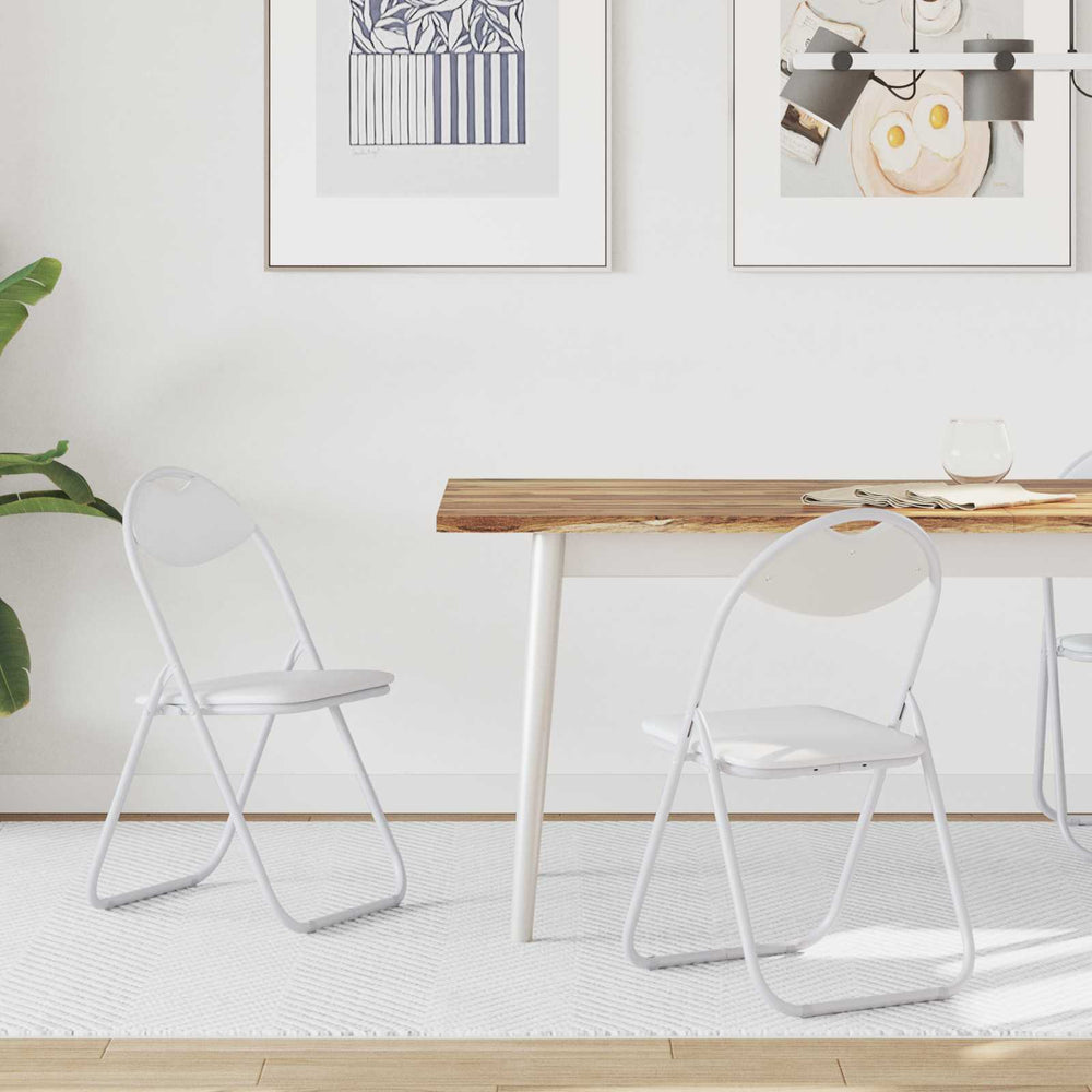 Klappstühle 2er Set Weiß Kunstleder