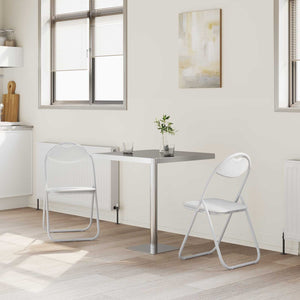 Klappstühle 2er Set Weiß Kunstleder