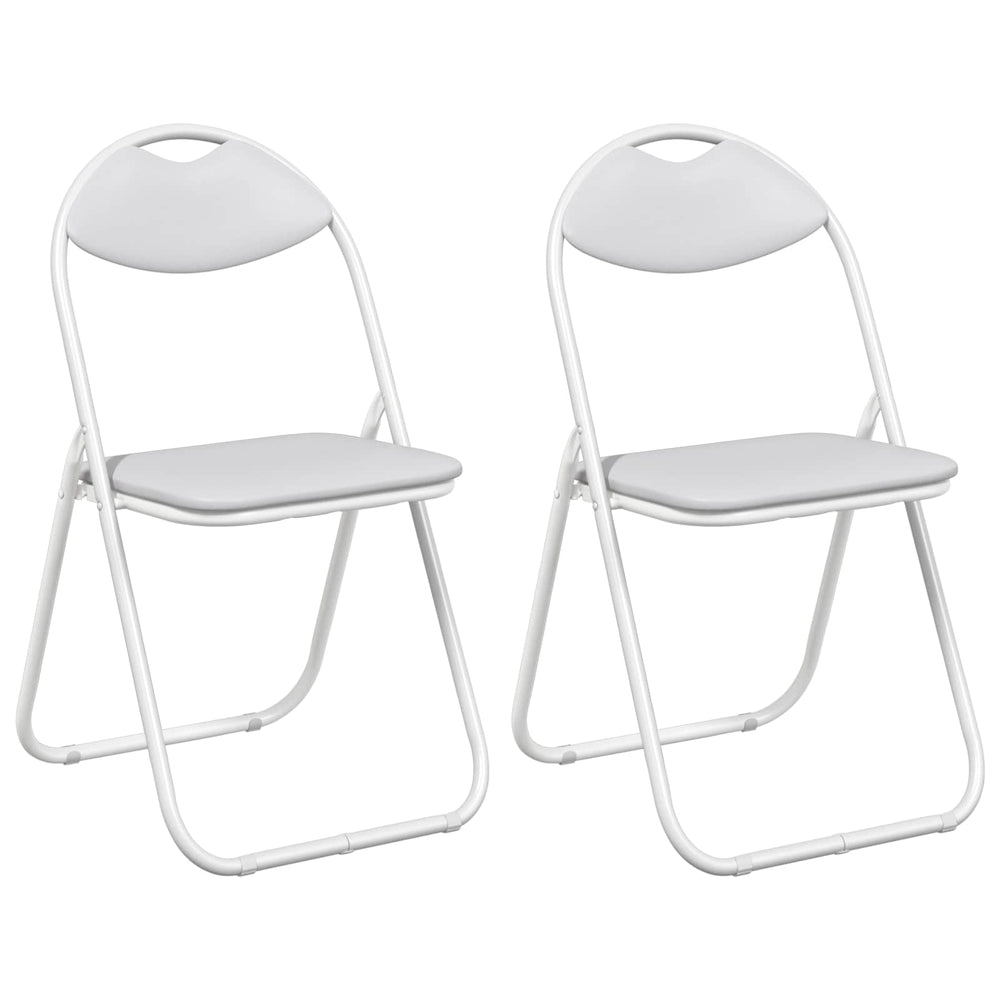 Klappstühle 2er Set Weiß Kunstleder