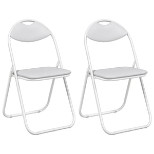 Klappstühle 2er Set Weiß Kunstleder