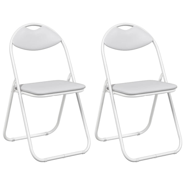 Klappstühle 2er Set Weiß Kunstleder