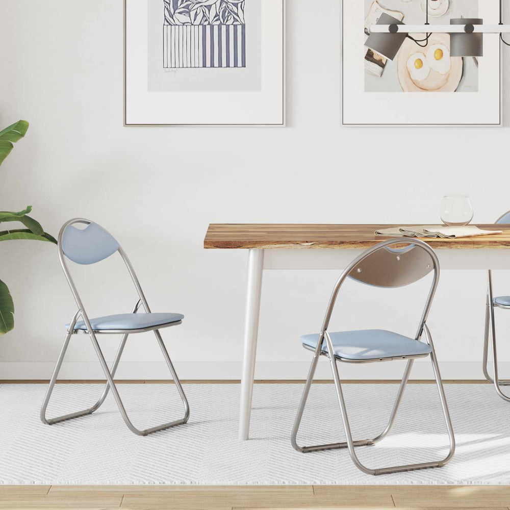 Klappstuhl 2er Set Grau Kunstleder