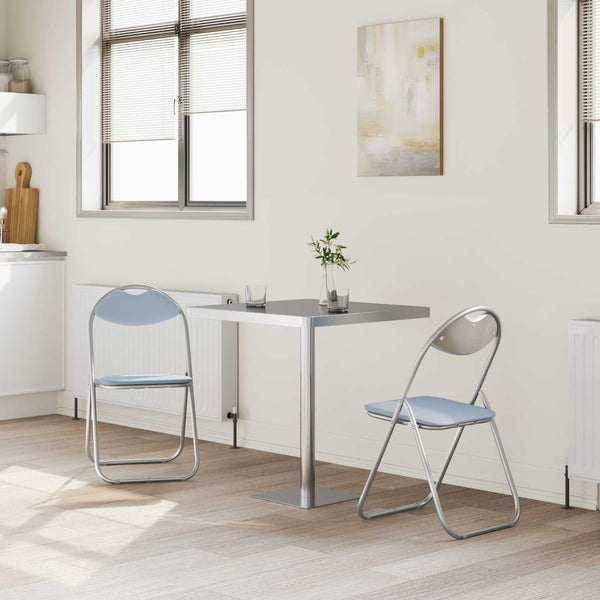 Klappstuhl 2er Set Grau Kunstleder