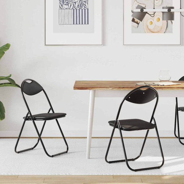Klappstuhl 2er Set Kunstleder Schwarz