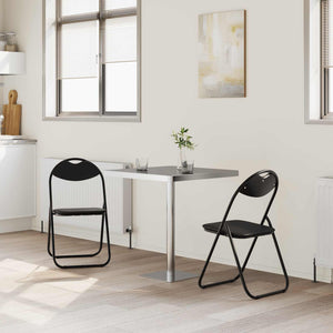 Klappstuhl 2er Set Kunstleder Schwarz