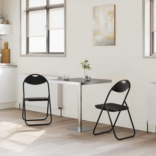 Klappstuhl 2er Set Kunstleder Schwarz